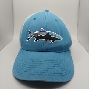 Patagonia Fitz Roy Tarpon Fish Trucker Hat Cap Snapback Teal Mesh Adjustable EUC